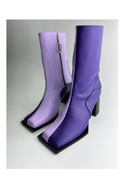 Square Boots Two Tone Lilac