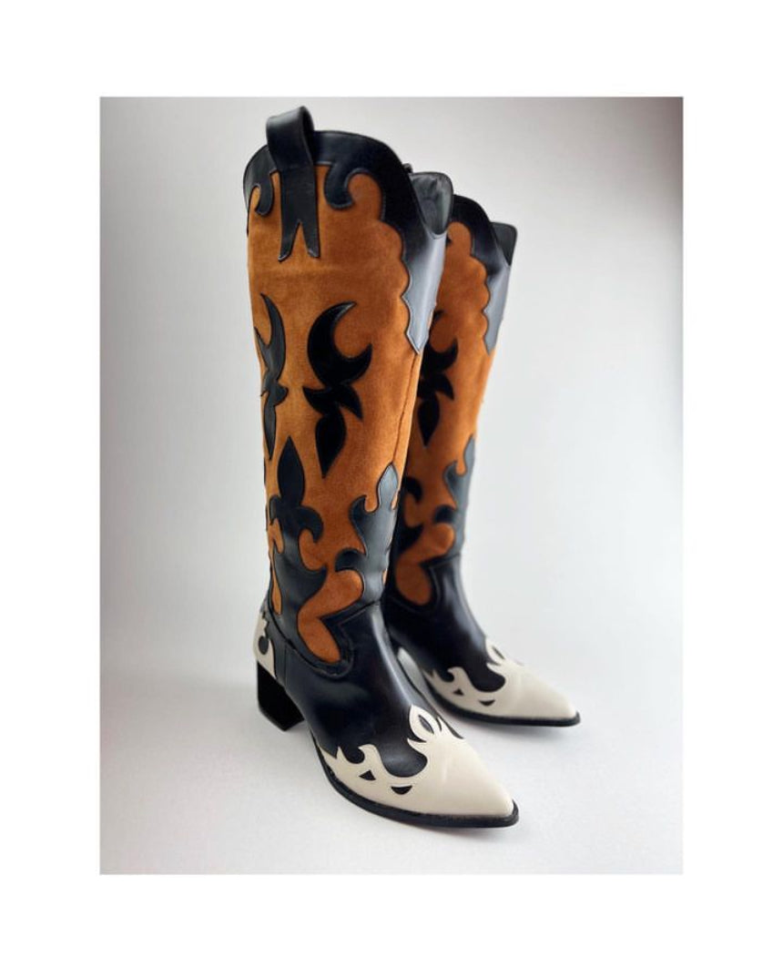 Tall cowboy boots tangerine