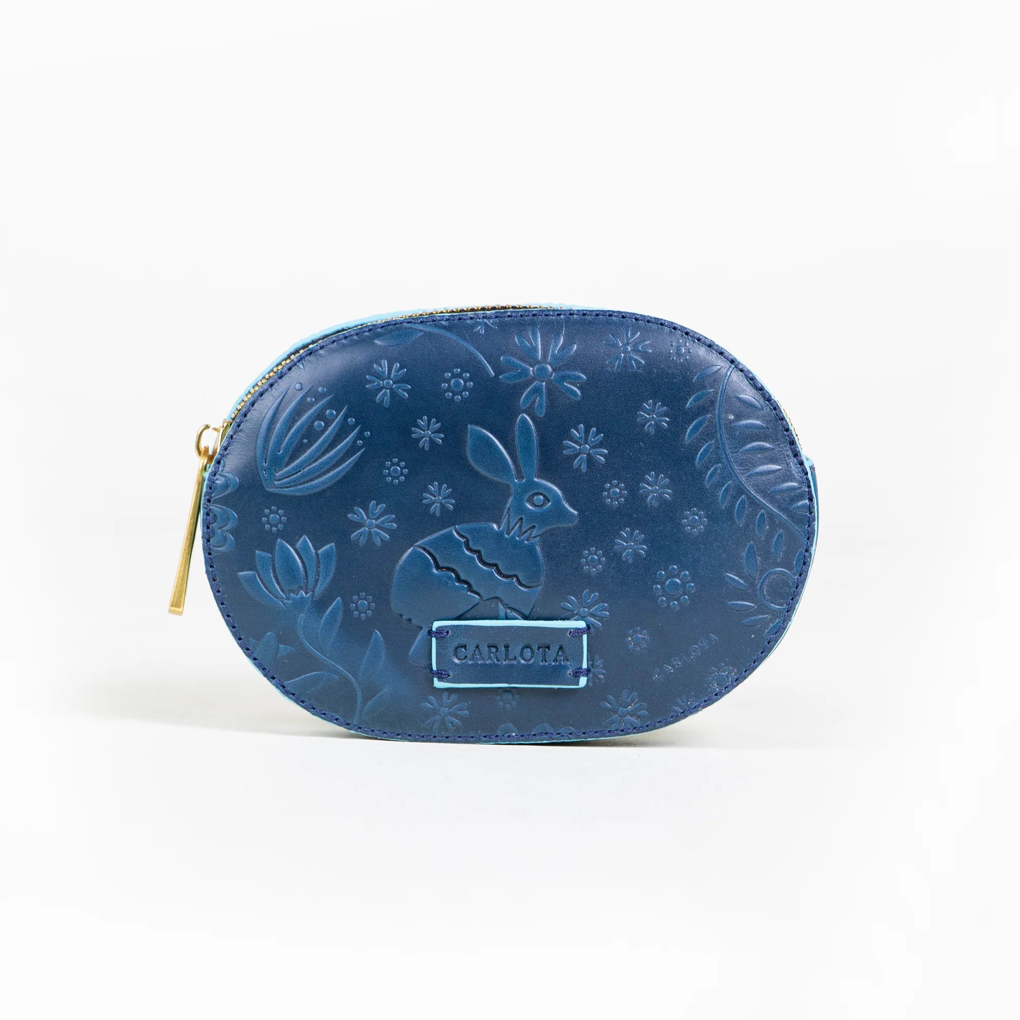 Oval Coin Purse Liebre Blue. CC381
