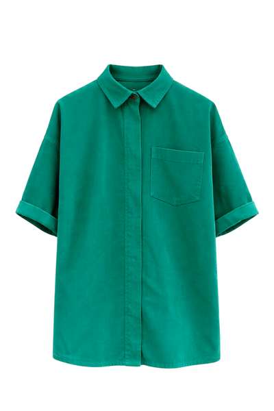 Long Shirt Lirica Corduroy Green Pine