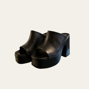 Open Chunky Heels Black