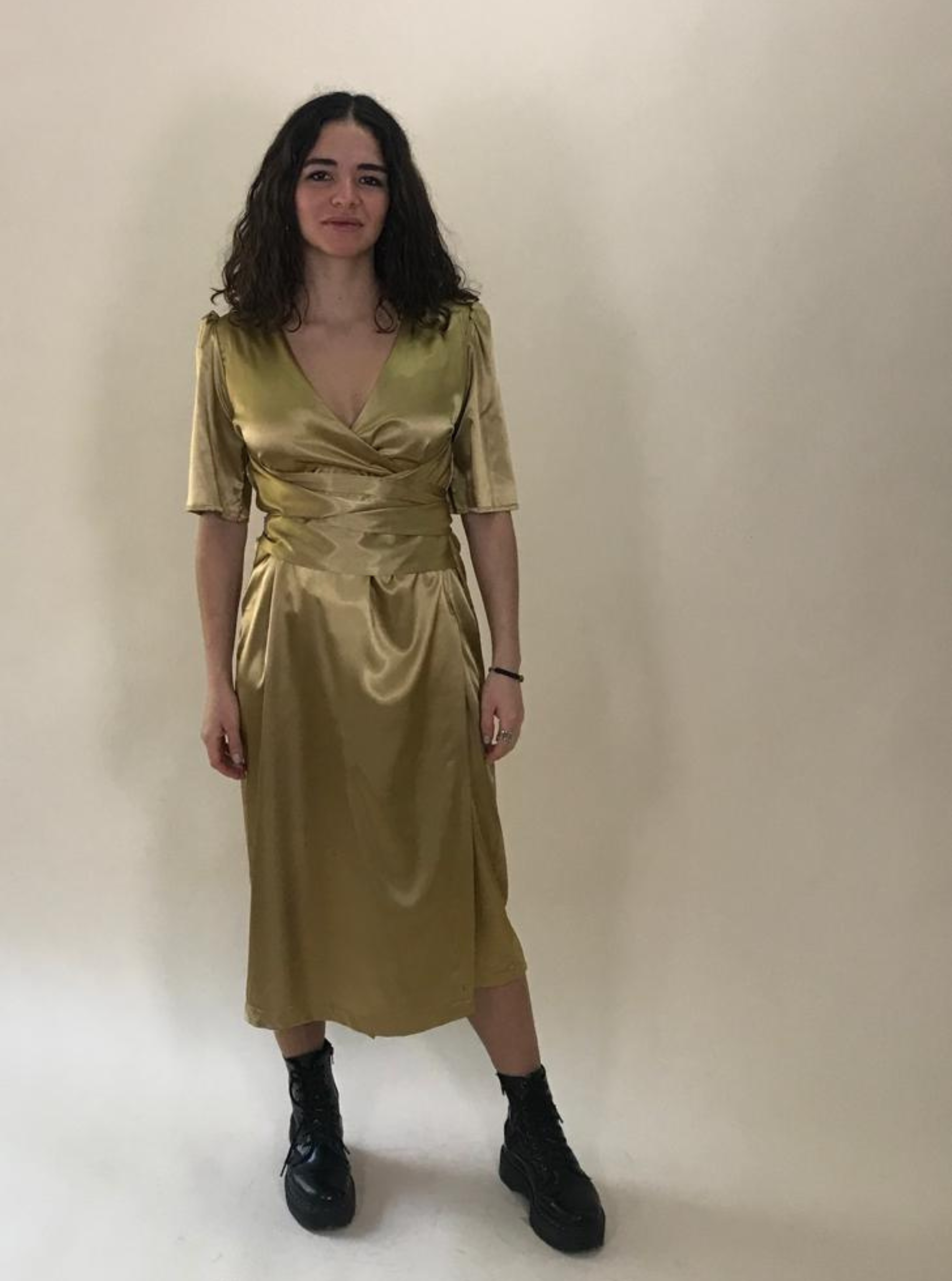 Satin Dress Luana Gold