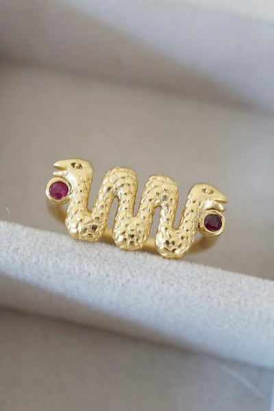 Double Ruby Snake Ring
