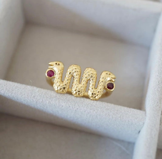 Double Ruby Snake Ring