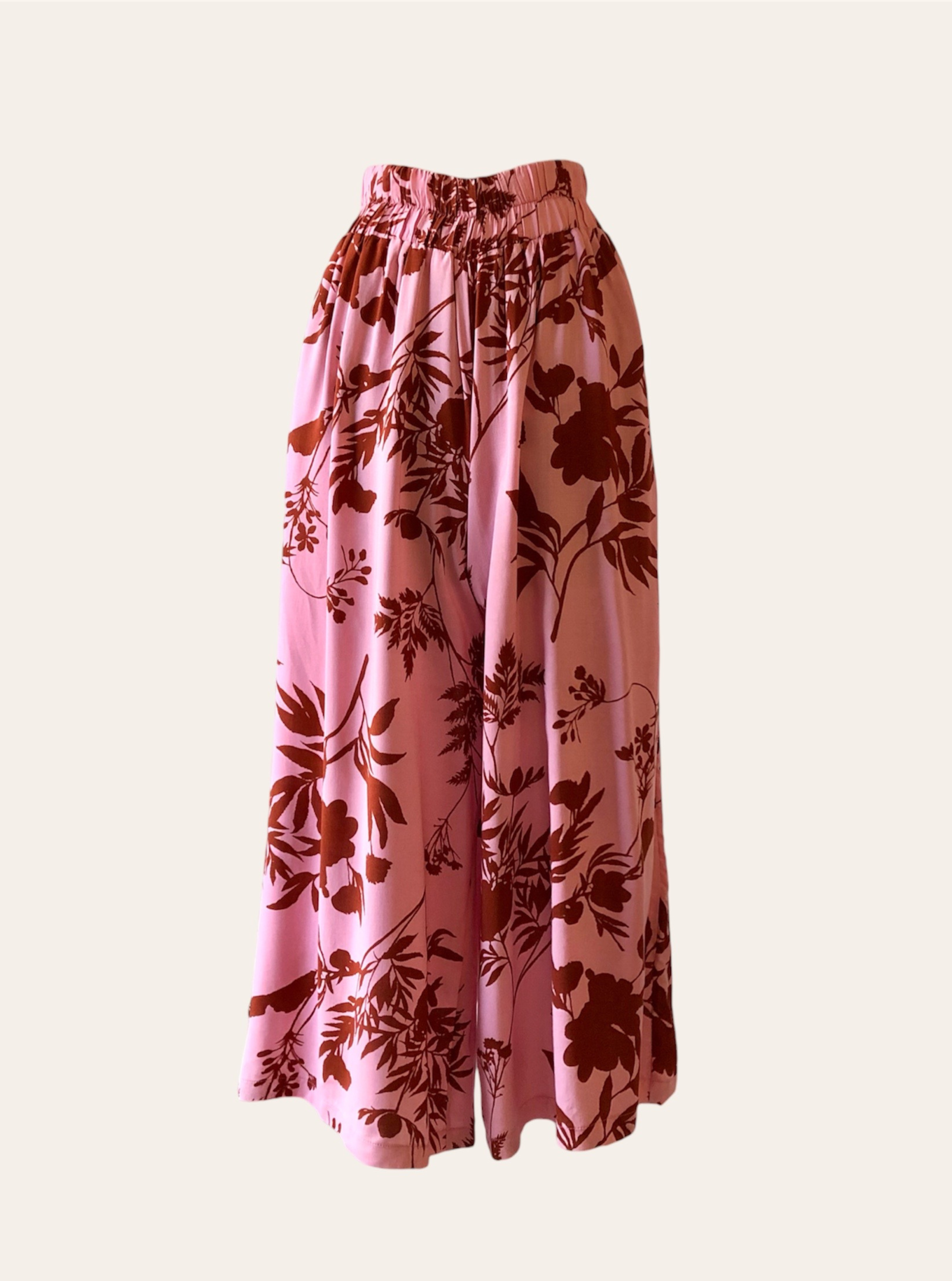 Pant Elif Pink Leaves