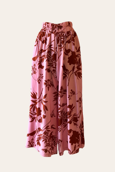 Pant Elif Pink Leaves