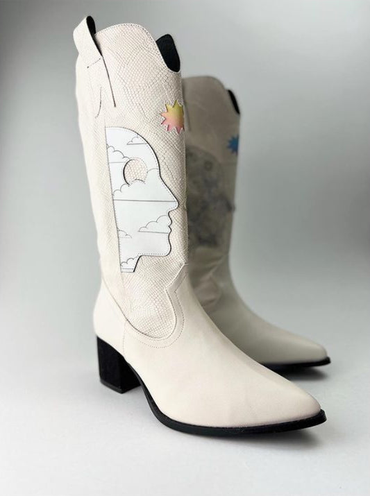 Tall Cowboy boots faces raw